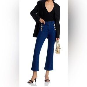 Derek Lam 10 Crosby Robertson Cropped Sailor Jeans w Gold Button Accents sz 27